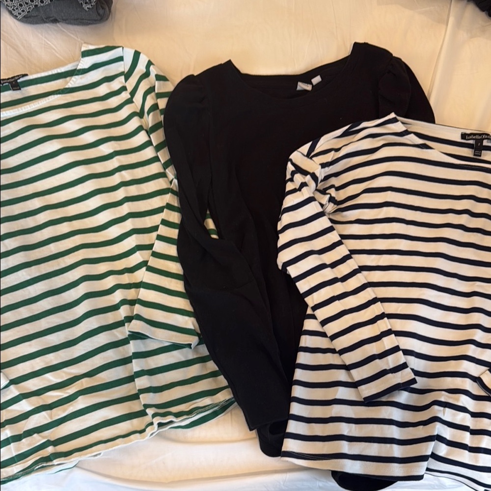 Maternity Striped and Solid Long Sleeve Tops